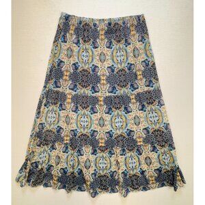 Cj Banks Women's A Line Midi Skirt Elastic Waist Stretch Paisley Size X Multi